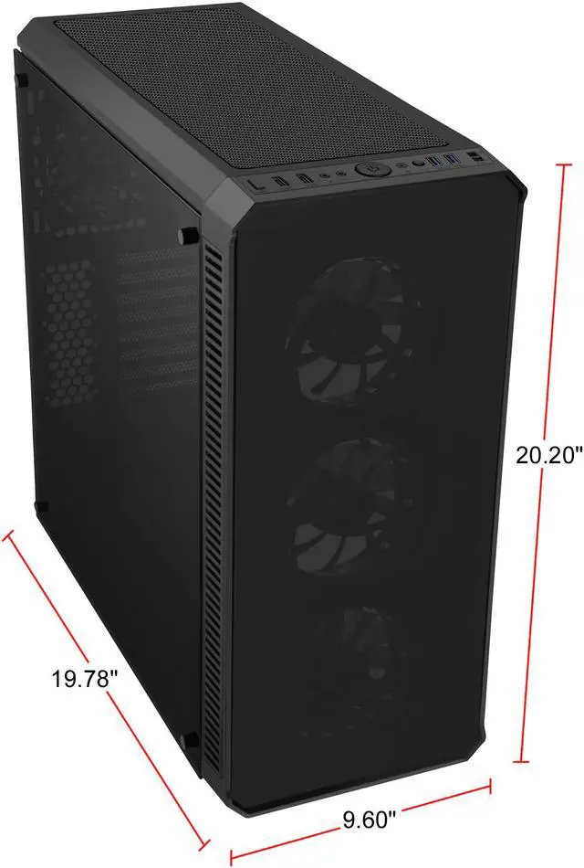 Alt view image 9 of 20 - DIYPC Vanguard-RGB Black Dual USB3.0 Steel/ Tempered Glass ATX Mid Tower Gaming Computer Case w/Tempered Glass Panels (Front and Both Sides) and Pre-Installed 4 x RGB LED Fans (7 Different Color in 3 Mode Control)