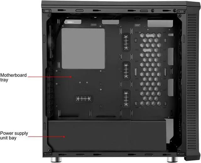 Alt view image 15 of 20 - DIYPC Vanguard-RGB Black Dual USB3.0 Steel/ Tempered Glass ATX Mid Tower Gaming Computer Case w/Tempered Glass Panels (Front and Both Sides) and Pre-Installed 4 x RGB LED Fans (7 Different Color in 3 Mode Control)
