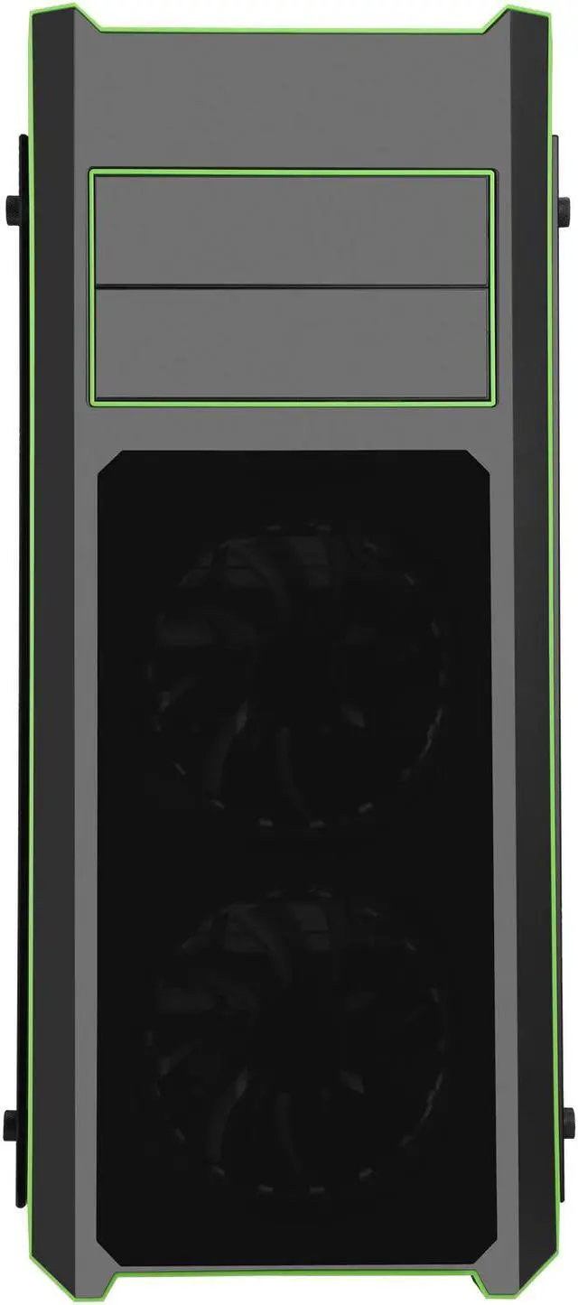 Alt view image 3 of 15 - DIYPC DIY-TG8-BG Black/Green Dual USB3.0 Steel/ Tempered Glass ATX Mid Tower Gaming Computer Case w/Tempered Glass Panels (Front, Top and Both Sides) and Pre-Installed 3 x Green 33LED Light Fan