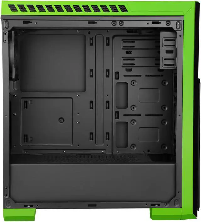 Alt view image 7 of 15 - DIYPC DIY-TG8-BG Black/Green Dual USB3.0 Steel/ Tempered Glass ATX Mid Tower Gaming Computer Case w/Tempered Glass Panels (Front, Top and Both Sides) and Pre-Installed 3 x Green 33LED Light Fan