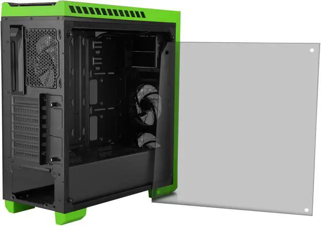 Alt view image 9 of 15 - DIYPC DIY-TG8-BG Black/Green Dual USB3.0 Steel/ Tempered Glass ATX Mid Tower Gaming Computer Case w/Tempered Glass Panels (Front, Top and Both Sides) and Pre-Installed 3 x Green 33LED Light Fan