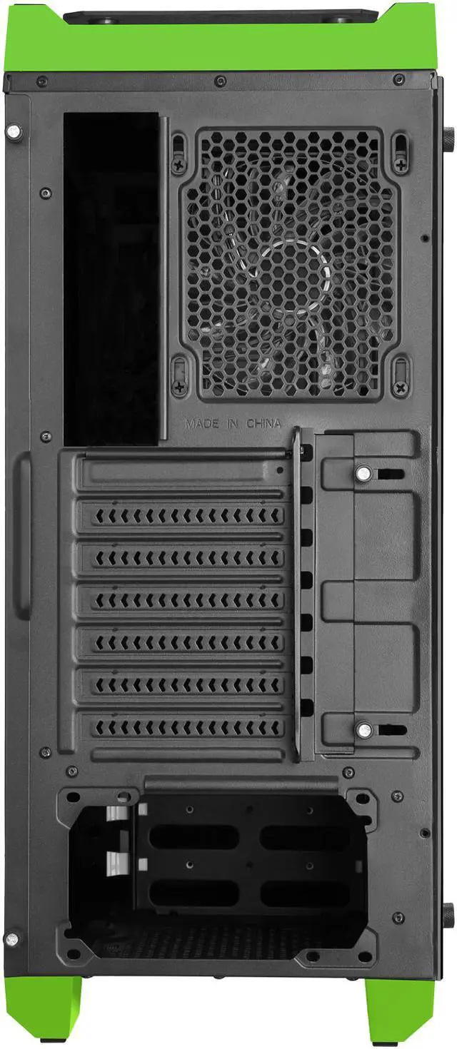 Alt view image 12 of 15 - DIYPC DIY-TG8-BG Black/Green Dual USB3.0 Steel/ Tempered Glass ATX Mid Tower Gaming Computer Case w/Tempered Glass Panels (Front, Top and Both Sides) and Pre-Installed 3 x Green 33LED Light Fan