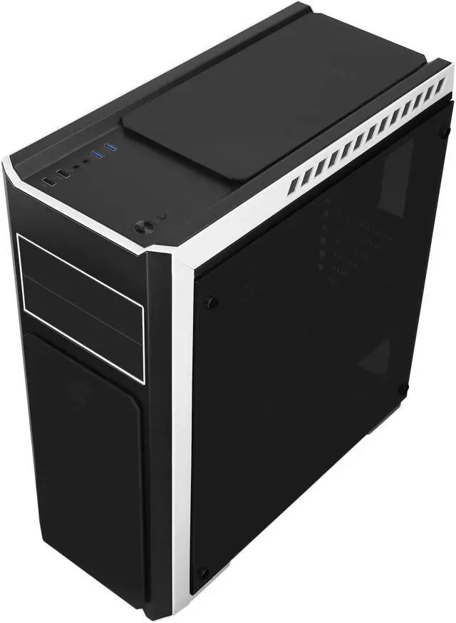 Alt view image 11 of 14 - DIYPC DIY-TG8-BW Black Dual USB3.0 Steel/ Tempered Glass ATX Mid Tower Gaming Computer Case w/Tempered Glass Panels (Front, Top and Both Sides) and Pre-Installed 3 x Blue 33LED Light Fan