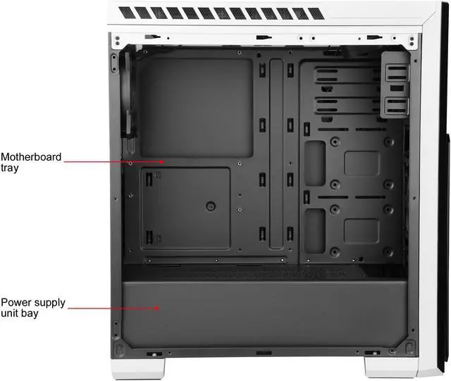 Alt view image 7 of 14 - DIYPC DIY-TG8-BW Black Dual USB3.0 Steel/ Tempered Glass ATX Mid Tower Gaming Computer Case w/Tempered Glass Panels (Front, Top and Both Sides) and Pre-Installed 3 x Blue 33LED Light Fan