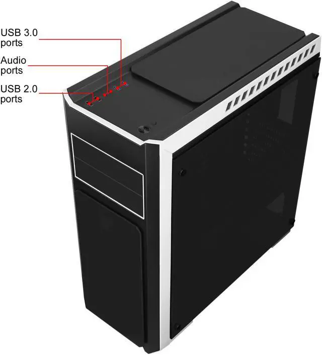 Alt view image 10 of 14 - DIYPC DIY-TG8-BW Black Dual USB3.0 Steel/ Tempered Glass ATX Mid Tower Gaming Computer Case w/Tempered Glass Panels (Front, Top and Both Sides) and Pre-Installed 3 x Blue 33LED Light Fan