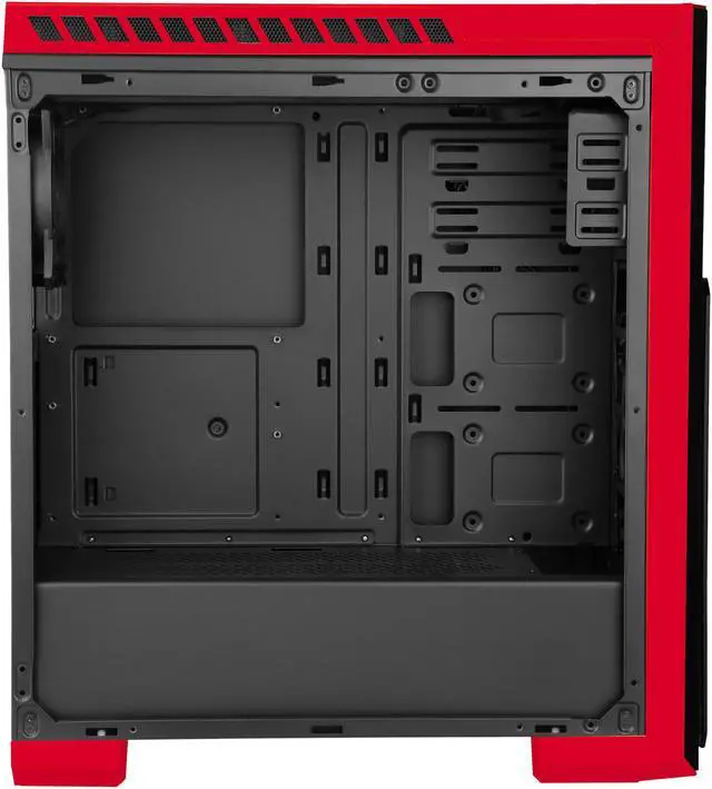 Alt view image 6 of 14 - DIYPC DIY-TG8-BR Black/Red Dual USB3.0 Steel/ Tempered Glass ATX Mid Tower Gaming Computer Case w/Tempered Glass Panels (Front, Top and Both Sides) and Pre-Installed 3 x Red 33LED Light Fan