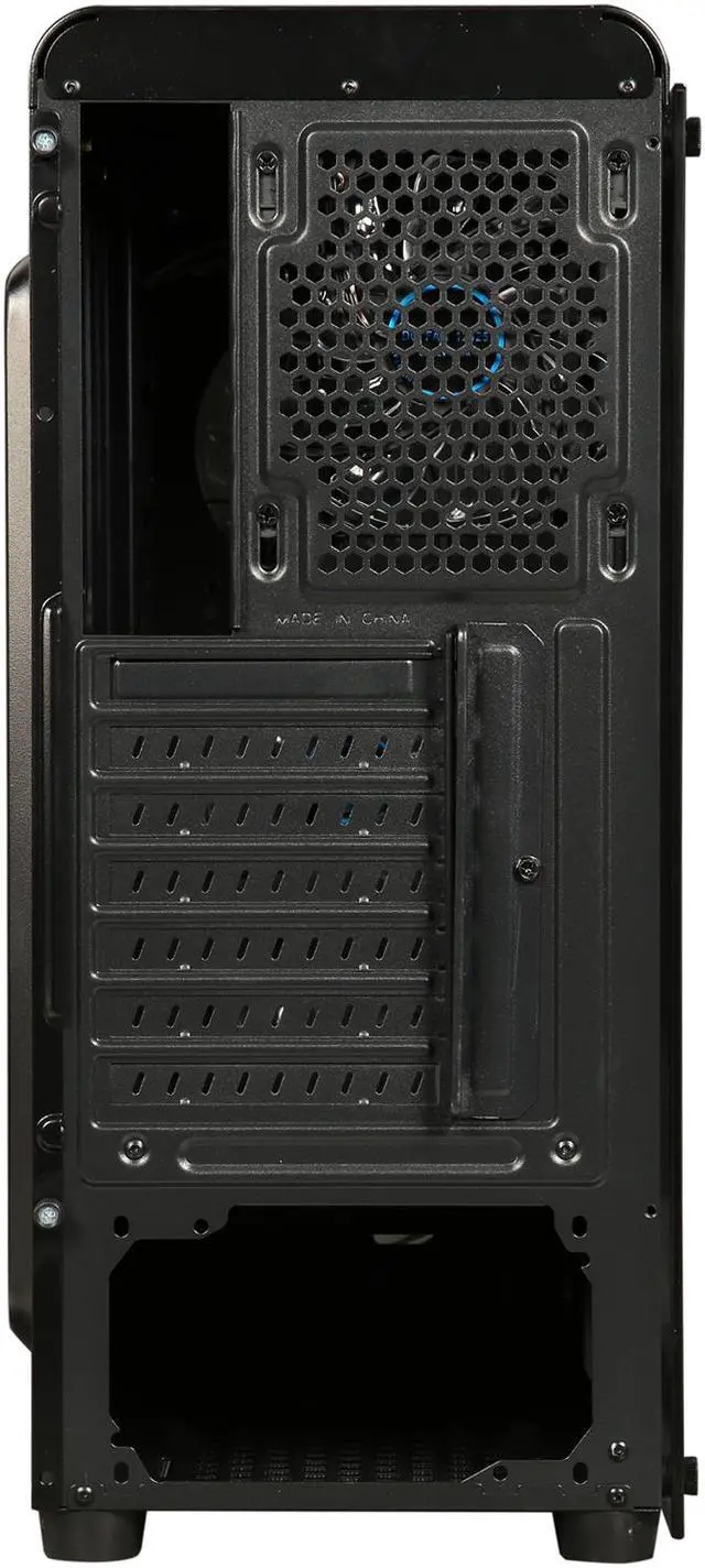 Alt view image 8 of 13 - DIYPC VisionII-BL Black USB3.0 Steel / Tempered Glass ATX Mid Tower Gaming Computer Case w/ Tempered Glass Panels (Front and Left Side), 4 x Blue 33LED Light Fan (Pre-Installed)