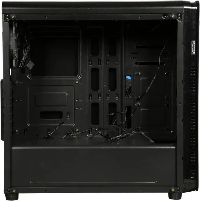 Alt view image 11 of 13 - DIYPC VisionII-BL Black USB3.0 Steel / Tempered Glass ATX Mid Tower Gaming Computer Case w/ Tempered Glass Panels (Front and Left Side), 4 x Blue 33LED Light Fan (Pre-Installed)