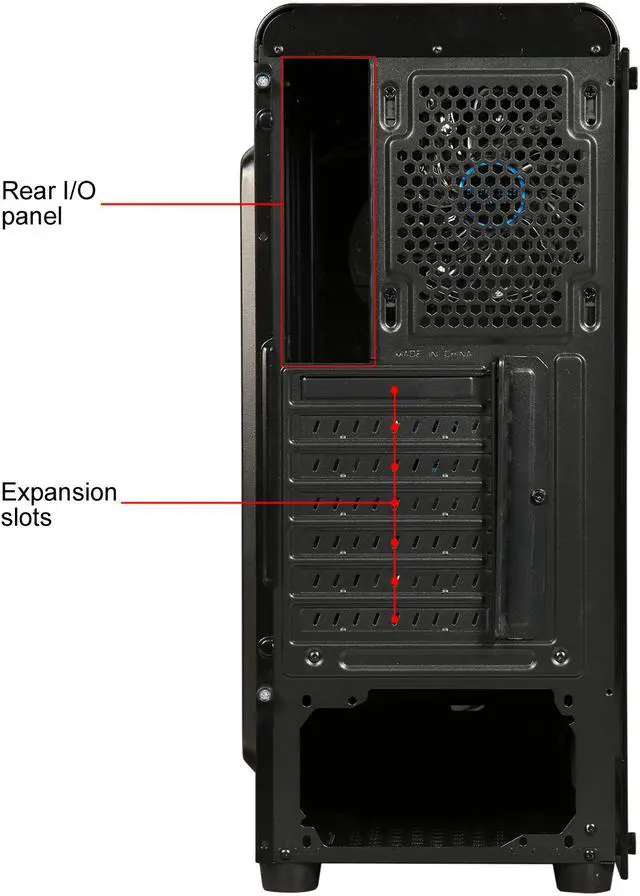 Alt view image 9 of 13 - DIYPC VisionII-BL Black USB3.0 Steel / Tempered Glass ATX Mid Tower Gaming Computer Case w/ Tempered Glass Panels (Front and Left Side), 4 x Blue 33LED Light Fan (Pre-Installed)