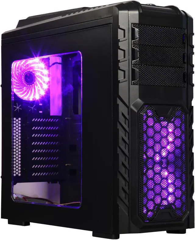 Alt view image 5 of 18 - DIYPC Skyline-06-RGB Black Dual USB 3.0 ATX Full Tower Gaming Computer Case with 3 x 120mm RGB Fans(Pre-Installed), RGB Remote Control and Hot Swap Docking