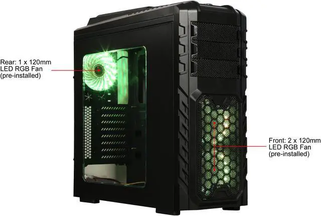 Alt view image 4 of 18 - DIYPC Skyline-06-RGB Black Dual USB 3.0 ATX Full Tower Gaming Computer Case with 3 x 120mm RGB Fans(Pre-Installed), RGB Remote Control and Hot Swap Docking