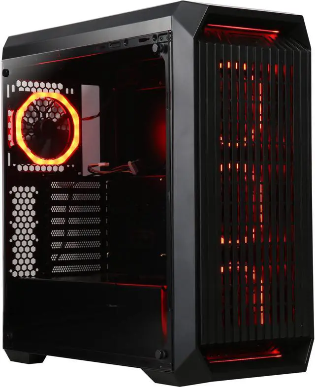 Main image of DIYPC Vanguard-V8-RGB Black Dual USB3.0 Steel/ Tempered Glass ATX Mid Tower Gaming Computer Case w/Tempered Glass Side Panel and Pre-Installed 4 x RGB LED Dual Ring Fans (7 Different Color in 3 Mode Control)