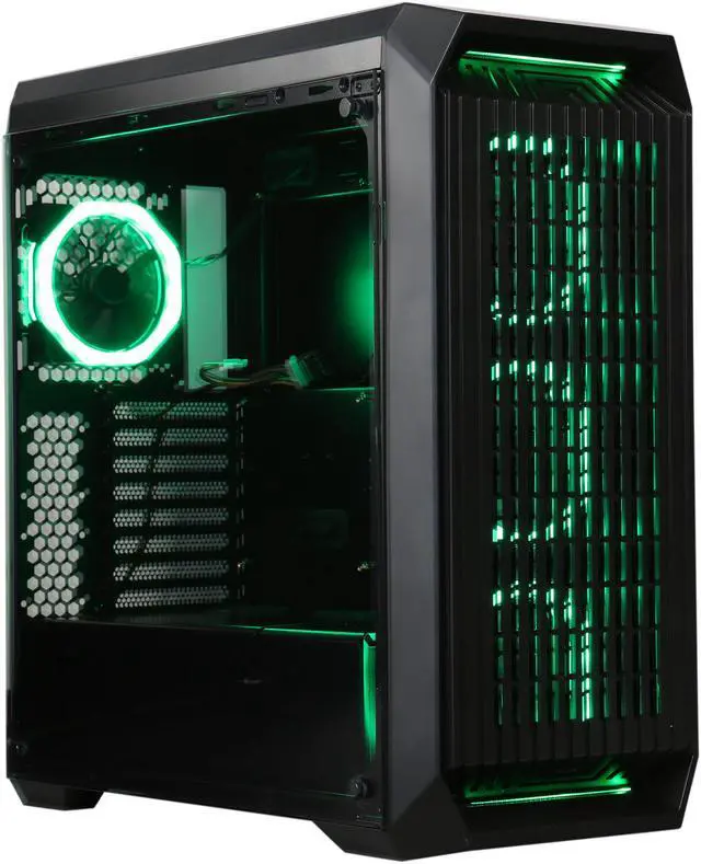 Alt view image 3 of 18 - DIYPC Vanguard-V8-RGB Black Dual USB3.0 Steel/ Tempered Glass ATX Mid Tower Gaming Computer Case w/Tempered Glass Side Panel and Pre-Installed 4 x RGB LED Dual Ring Fans (7 Different Color in 3 Mode Control)