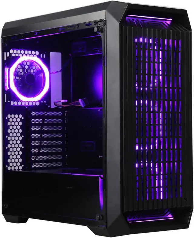 Alt view image 6 of 18 - DIYPC Vanguard-V8-RGB Black Dual USB3.0 Steel/ Tempered Glass ATX Mid Tower Gaming Computer Case w/Tempered Glass Side Panel and Pre-Installed 4 x RGB LED Dual Ring Fans (7 Different Color in 3 Mode Control)