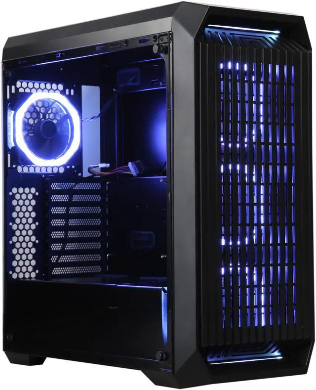 Alt view image 7 of 18 - DIYPC Vanguard-V8-RGB Black Dual USB3.0 Steel/ Tempered Glass ATX Mid Tower Gaming Computer Case w/Tempered Glass Side Panel and Pre-Installed 4 x RGB LED Dual Ring Fans (7 Different Color in 3 Mode Control)