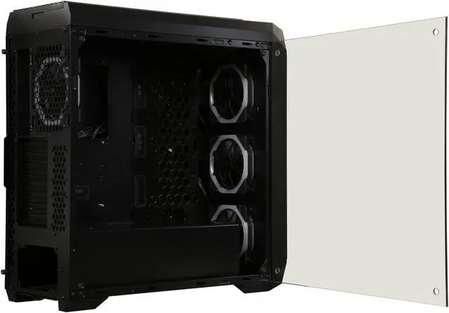 Alt view image 12 of 18 - DIYPC Vanguard-V8-RGB Black Dual USB3.0 Steel/ Tempered Glass ATX Mid Tower Gaming Computer Case w/Tempered Glass Side Panel and Pre-Installed 4 x RGB LED Dual Ring Fans (7 Different Color in 3 Mode Control)