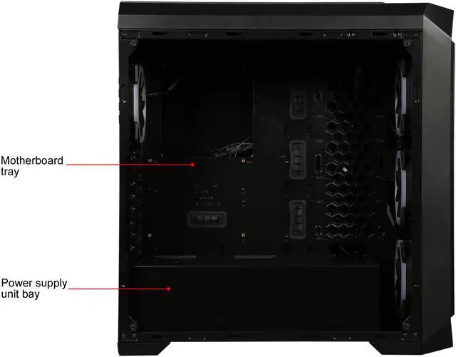 Alt view image 14 of 18 - DIYPC Vanguard-V8-RGB Black Dual USB3.0 Steel/ Tempered Glass ATX Mid Tower Gaming Computer Case w/Tempered Glass Side Panel and Pre-Installed 4 x RGB LED Dual Ring Fans (7 Different Color in 3 Mode Control)