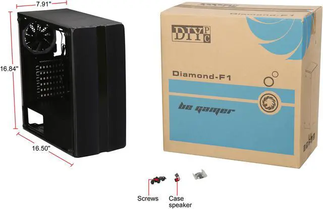 Alt view image 13 of 13 - DIYPC Diamond-F1 Black USB3.0 Steel/ Tempered Glass ATX Mid Tower Gaming Computer Case w/Tempered Glass Side Panel, 1 x Blue LED Ring Fan x Rear (Pre-Installed)