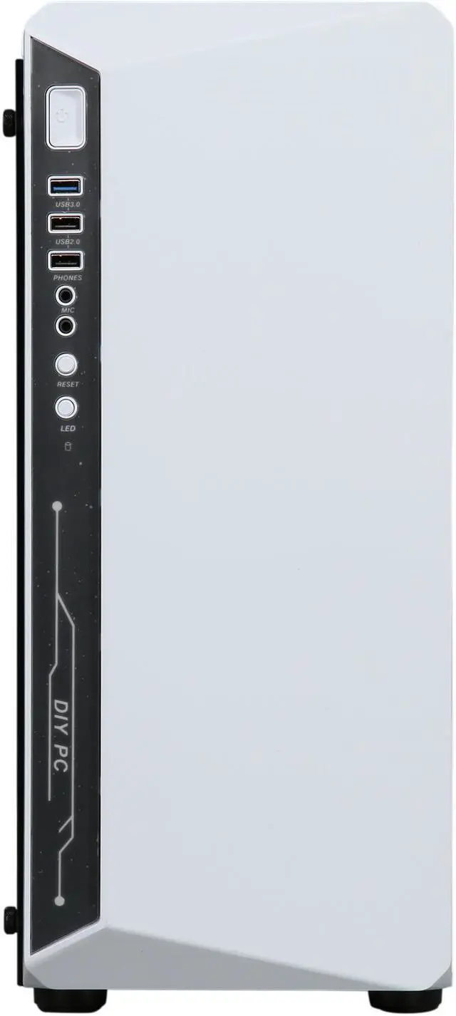 Alt view image 7 of 18 - DIYPC DIY-Model X-W-RGB White Steel / Tempered Glass ATX Mid Tower Computer Case with 2 x RGB LED Ring Fans (Pre-Installed)