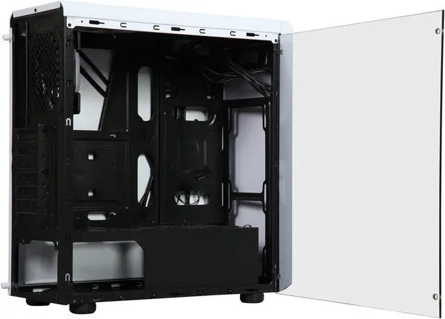 Alt view image 11 of 18 - DIYPC DIY-Model X-W-RGB White Steel / Tempered Glass ATX Mid Tower Computer Case with 2 x RGB LED Ring Fans (Pre-Installed)
