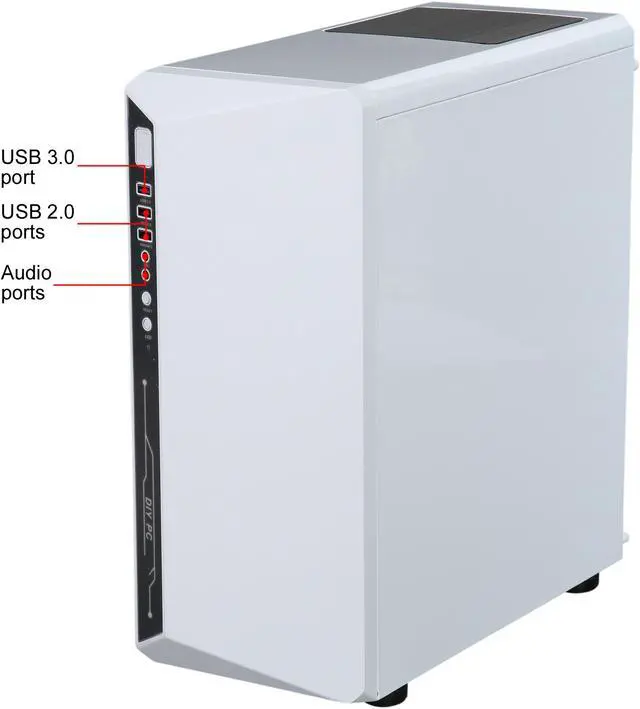 Alt view image 9 of 18 - DIYPC DIY-Model X-W-RGB White Steel / Tempered Glass ATX Mid Tower Computer Case with 2 x RGB LED Ring Fans (Pre-Installed)