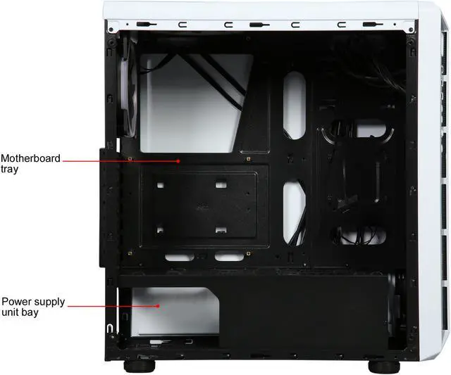 Alt view image 13 of 18 - DIYPC DIY-Model X-W-RGB White Steel / Tempered Glass ATX Mid Tower Computer Case with 2 x RGB LED Ring Fans (Pre-Installed)