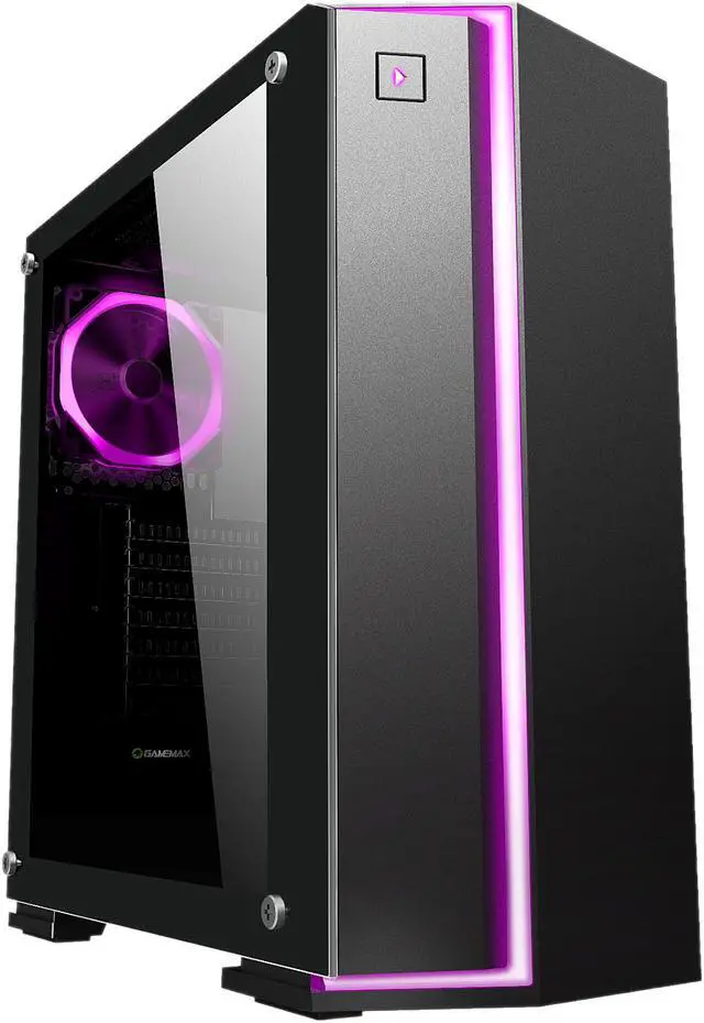 Alt view image 4 of 19 - DIYPC Rainbow-Flash-V2 Black Dual USB3.0 Steel/ Tempered Glass ATX Mid Tower Gaming Computer Case w/Tempered Glass Panel and Addressable RGB Strip and Pre-Installed 1 x RGB Addressable Ring Fan (7 Different Color in 3 Mode Control)