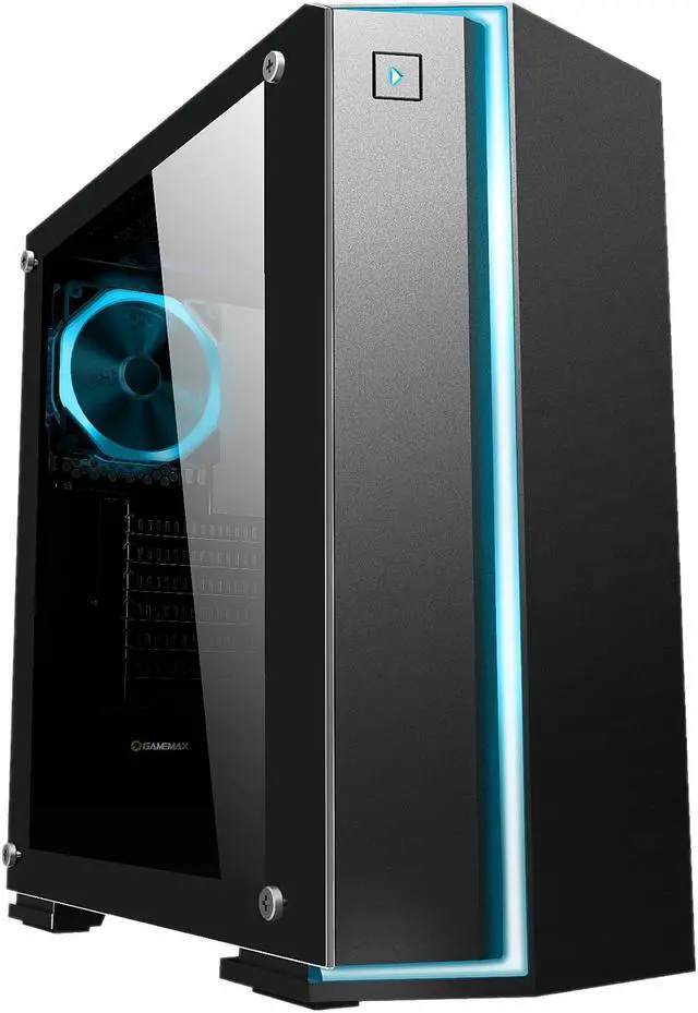 Alt view image 8 of 19 - DIYPC Rainbow-Flash-V2 Black Dual USB3.0 Steel/ Tempered Glass ATX Mid Tower Gaming Computer Case w/Tempered Glass Panel and Addressable RGB Strip and Pre-Installed 1 x RGB Addressable Ring Fan (7 Different Color in 3 Mode Control)