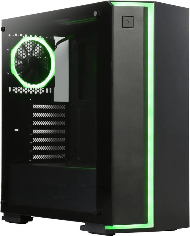 Alt view image 9 of 19 - DIYPC Rainbow-Flash-V2 Black Dual USB3.0 Steel/ Tempered Glass ATX Mid Tower Gaming Computer Case w/Tempered Glass Panel and Addressable RGB Strip and Pre-Installed 1 x RGB Addressable Ring Fan (7 Different Color in 3 Mode Control)