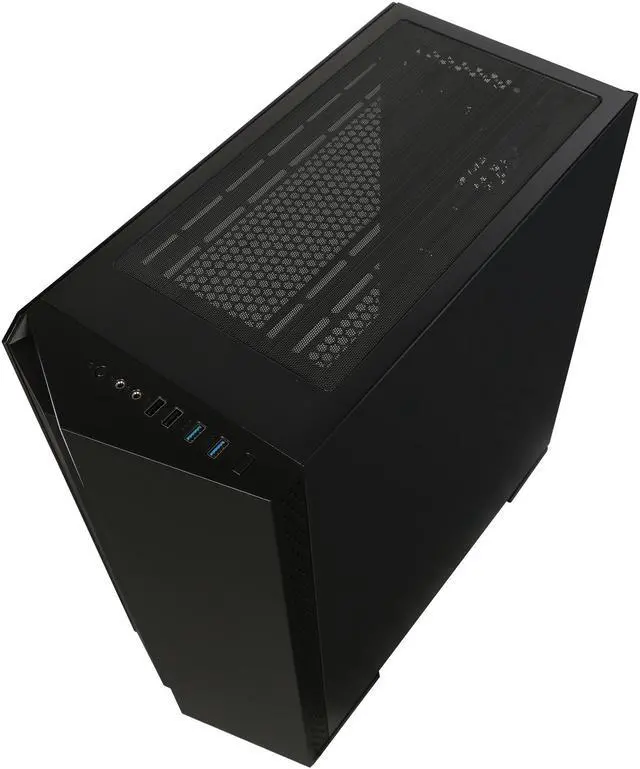 Alt view image 18 of 19 - DIYPC Rainbow-Flash-V2 Black Dual USB3.0 Steel/ Tempered Glass ATX Mid Tower Gaming Computer Case w/Tempered Glass Panel and Addressable RGB Strip and Pre-Installed 1 x RGB Addressable Ring Fan (7 Different Color in 3 Mode Control)