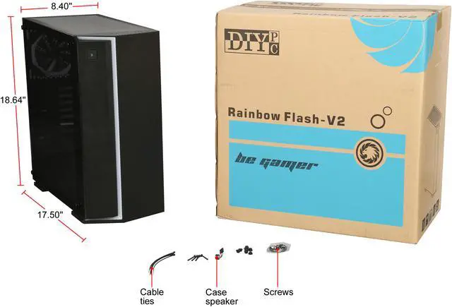 Alt view image 20 of 19 - DIYPC Rainbow-Flash-V2 Black Dual USB3.0 Steel/ Tempered Glass ATX Mid Tower Gaming Computer Case w/Tempered Glass Panel and Addressable RGB Strip and Pre-Installed 1 x RGB Addressable Ring Fan (7 Different Color in 3 Mode Control)
