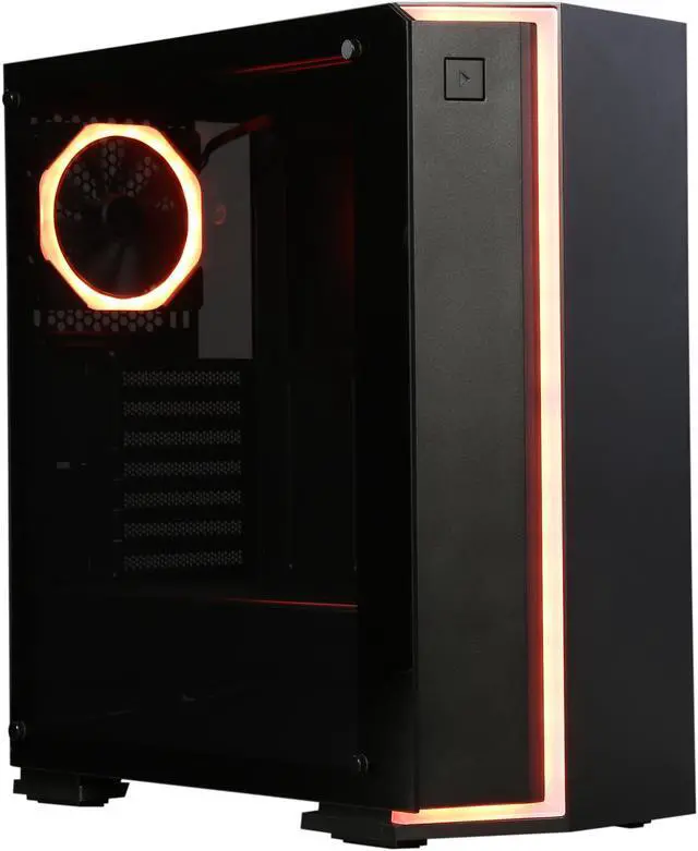 Alt view image 11 of 19 - DIYPC Rainbow-Flash-V2 Black Dual USB3.0 Steel/ Tempered Glass ATX Mid Tower Gaming Computer Case w/Tempered Glass Panel and Addressable RGB Strip and Pre-Installed 1 x RGB Addressable Ring Fan (7 Different Color in 3 Mode Control)