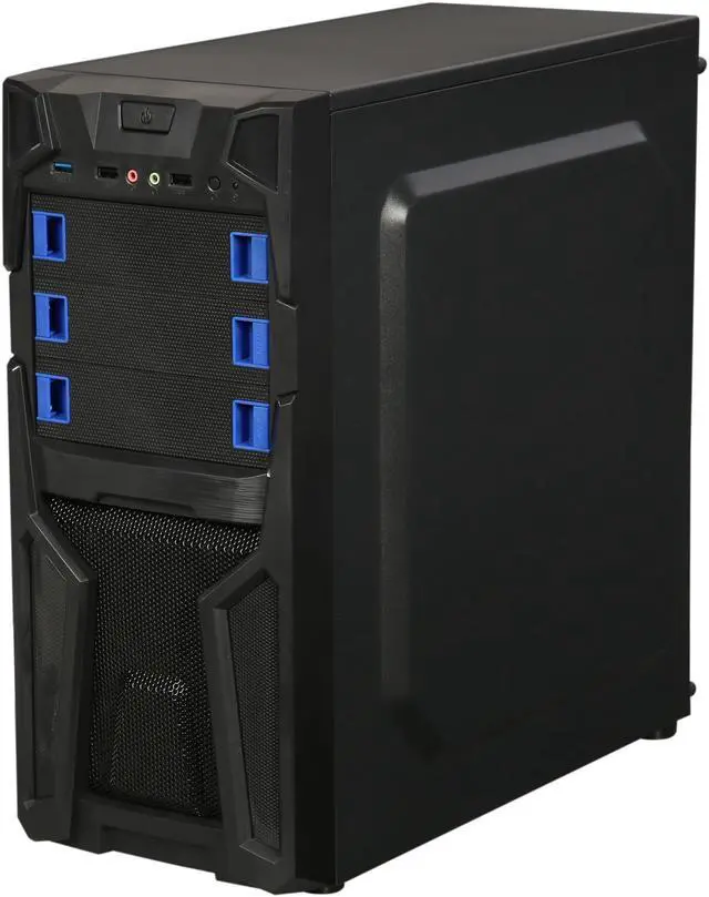 Alt view image 4 of 12 - DIYPC Solo-T2-BK Black USB 3.0 ATX Mid Tower Gaming Computer Case with 2 x Blue Fans (1 x 120mm LED Fan x Front, 1 x 120mm Fan x Rear) Pre-installed