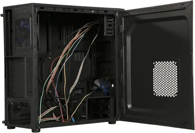 Alt view image 6 of 12 - DIYPC Solo-T2-BK Black USB 3.0 ATX Mid Tower Gaming Computer Case with 2 x Blue Fans (1 x 120mm LED Fan x Front, 1 x 120mm Fan x Rear) Pre-installed