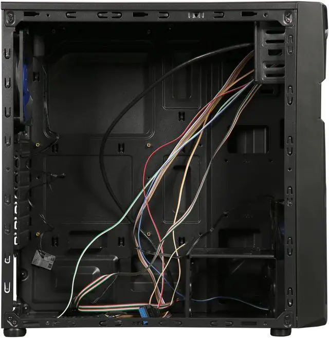 Alt view image 8 of 12 - DIYPC Solo-T2-BK Black USB 3.0 ATX Mid Tower Gaming Computer Case with 2 x Blue Fans (1 x 120mm LED Fan x Front, 1 x 120mm Fan x Rear) Pre-installed