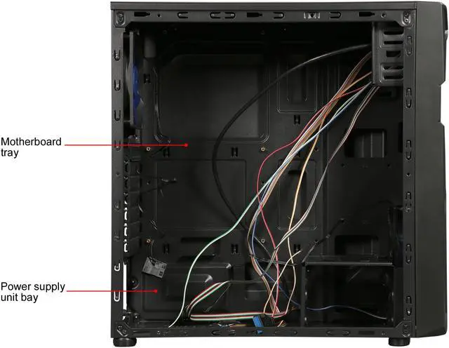 Alt view image 9 of 12 - DIYPC Solo-T2-BK Black USB 3.0 ATX Mid Tower Gaming Computer Case with 2 x Blue Fans (1 x 120mm LED Fan x Front, 1 x 120mm Fan x Rear) Pre-installed