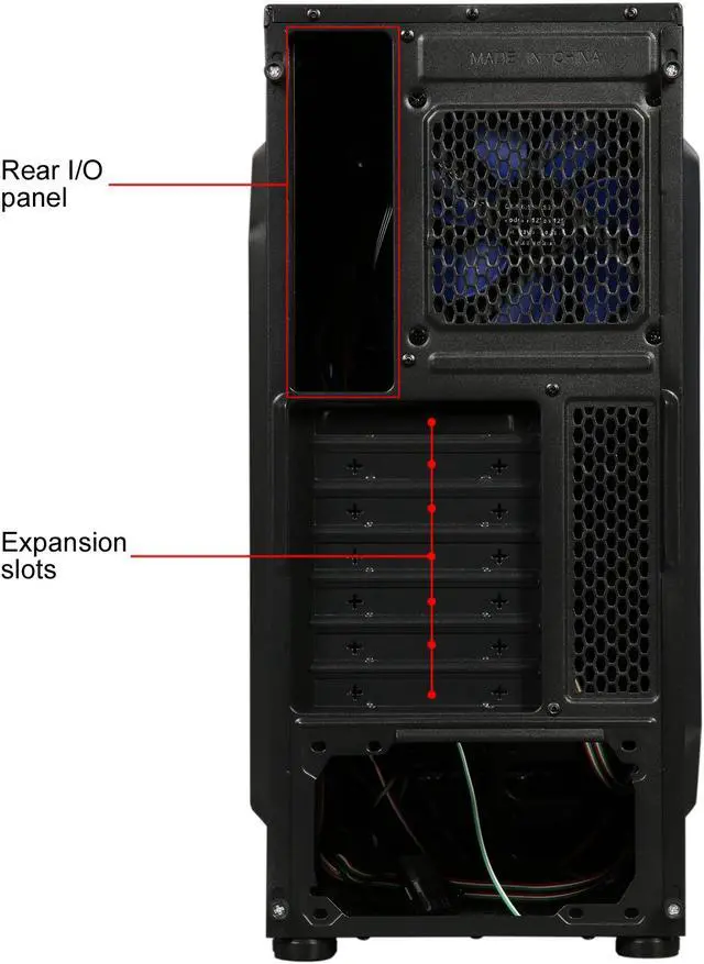Alt view image 11 of 12 - DIYPC Solo-T2-BK Black USB 3.0 ATX Mid Tower Gaming Computer Case with 2 x Blue Fans (1 x 120mm LED Fan x Front, 1 x 120mm Fan x Rear) Pre-installed
