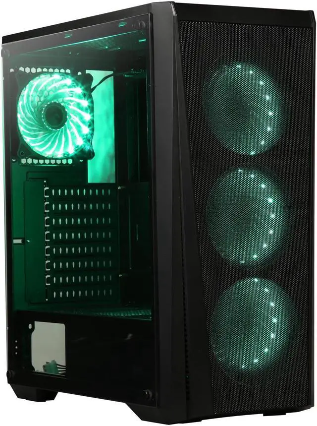 Alt view image 2 of 17 - DIYPC Trio-VX-RGB Black Dual USB3.0 Steel/ Tempered Glass ATX Mid Tower Gaming Computer Case w/Tempered Glass Panel and Pre-Installed 4 x Addressable RGB LED Fans