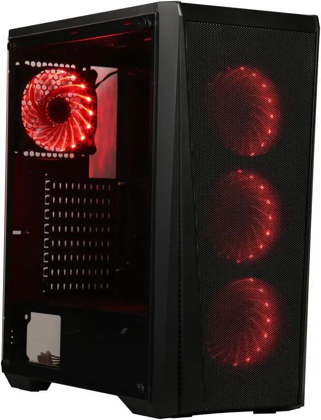 Alt view image 3 of 17 - DIYPC Trio-VX-RGB Black Dual USB3.0 Steel/ Tempered Glass ATX Mid Tower Gaming Computer Case w/Tempered Glass Panel and Pre-Installed 4 x Addressable RGB LED Fans