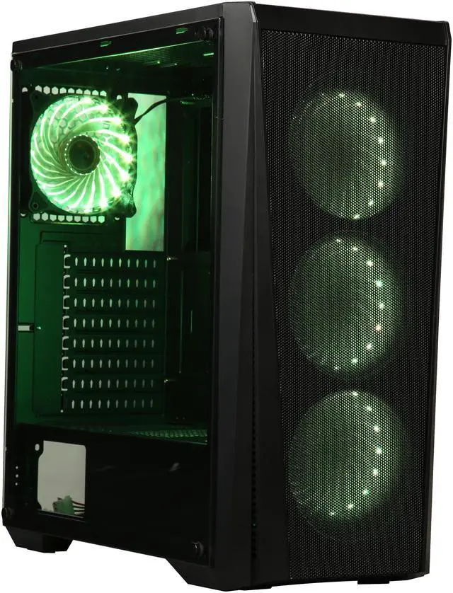 Alt view image 6 of 17 - DIYPC Trio-VX-RGB Black Dual USB3.0 Steel/ Tempered Glass ATX Mid Tower Gaming Computer Case w/Tempered Glass Panel and Pre-Installed 4 x Addressable RGB LED Fans