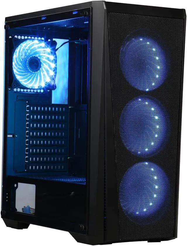 Alt view image 7 of 17 - DIYPC Trio-VX-RGB Black Dual USB3.0 Steel/ Tempered Glass ATX Mid Tower Gaming Computer Case w/Tempered Glass Panel and Pre-Installed 4 x Addressable RGB LED Fans