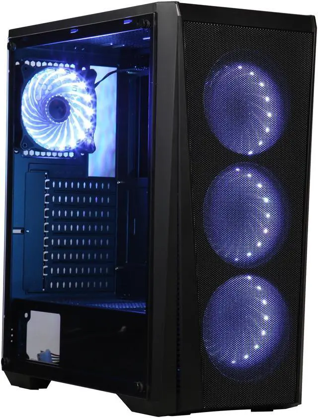 Alt view image 8 of 17 - DIYPC Trio-VX-RGB Black Dual USB3.0 Steel/ Tempered Glass ATX Mid Tower Gaming Computer Case w/Tempered Glass Panel and Pre-Installed 4 x Addressable RGB LED Fans
