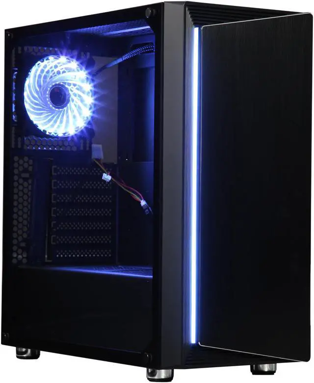 Alt view image 8 of 17 - DIYPC DIY-Line-RGB Black Dual USB3.0 ATX Mid Tower Gaming Computer Case w/Tempered Glass Panel and Integrated RGB Strip/Pre-Installed RGB LED Fan
