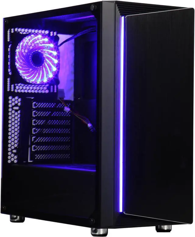 Main image of DIYPC DIY-Line-RGB Black Dual USB3.0 ATX Mid Tower Gaming Computer Case w/Tempered Glass Panel and Integrated RGB Strip/Pre-Installed RGB LED Fan