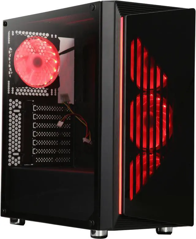Main image of DIYPC DIY-SD1-RGB Black Dual USB3.0 ATX Mid Tower Gaming Computer Case w/Dual Tempered Glass Panels and Pre-Installed 4 x Addressable RGB LED Fans