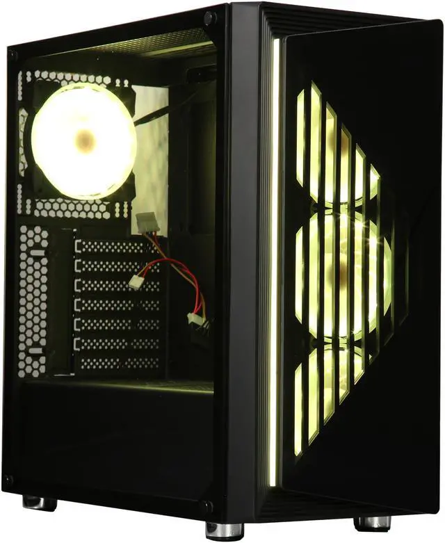 Alt view image 4 of 17 - DIYPC DIY-SD1-RGB Black Dual USB3.0 ATX Mid Tower Gaming Computer Case w/Dual Tempered Glass Panels and Pre-Installed 4 x Addressable RGB LED Fans