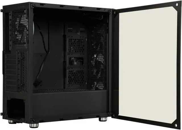 Alt view image 12 of 17 - DIYPC DIY-SD1-RGB Black Dual USB3.0 ATX Mid Tower Gaming Computer Case w/Dual Tempered Glass Panels and Pre-Installed 4 x Addressable RGB LED Fans