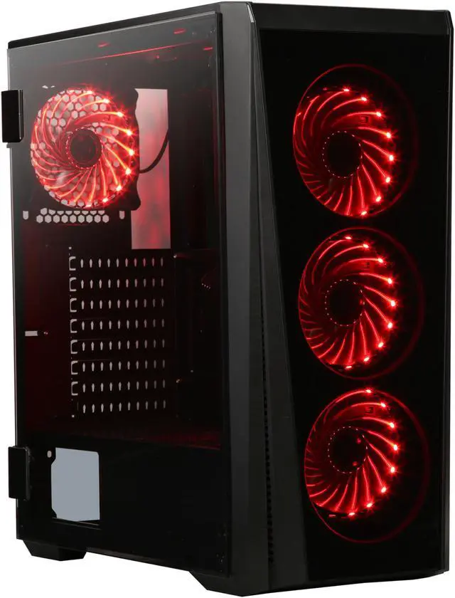 Main image of DIYPC Trio-GT-RGB Black Dual USB3.0 Steel/ Tempered Glass ATX Mid Tower Gaming Computer Case w/Tempered Glass Panel (Front and Both Sides w/Swing Door Design) and Pre-Installed 4 x RGB LED Fans