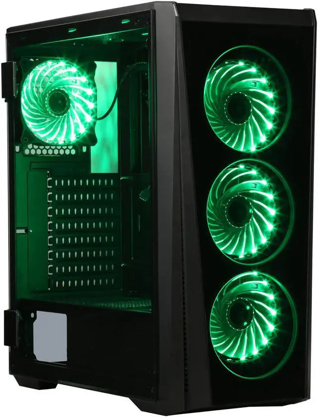 Alt view image 3 of 20 - DIYPC Trio-GT-RGB Black Dual USB3.0 Steel/ Tempered Glass ATX Mid Tower Gaming Computer Case w/Tempered Glass Panel (Front and Both Sides w/Swing Door Design) and Pre-Installed 4 x RGB LED Fans