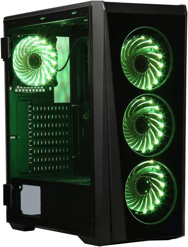 Alt view image 5 of 20 - DIYPC Trio-GT-RGB Black Dual USB3.0 Steel/ Tempered Glass ATX Mid Tower Gaming Computer Case w/Tempered Glass Panel (Front and Both Sides w/Swing Door Design) and Pre-Installed 4 x RGB LED Fans